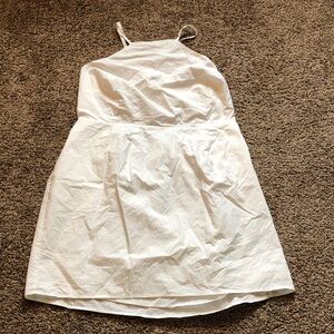 White Cotton Tie Back Sleeveless Dress